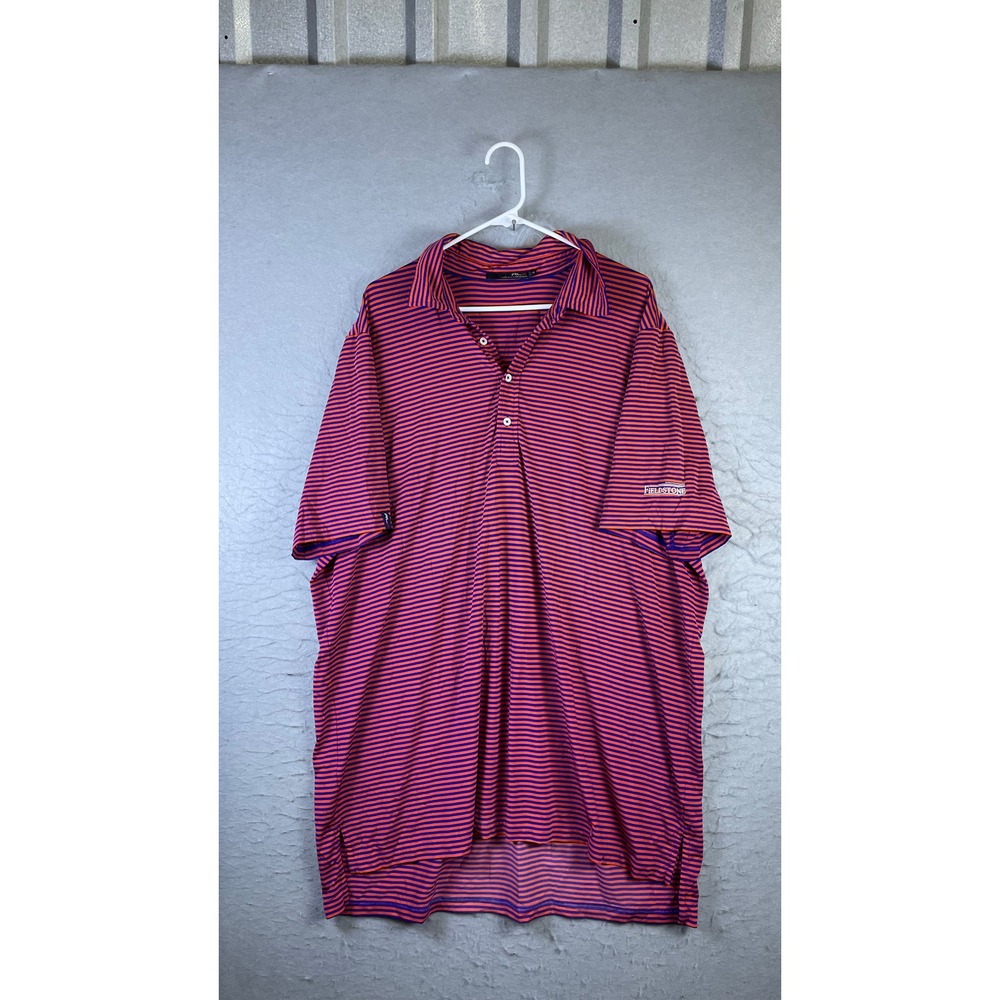 RLX Ralph Lauren Polo Shirt Mens XXL Orange Purple Striped Excellent Fieldstone
